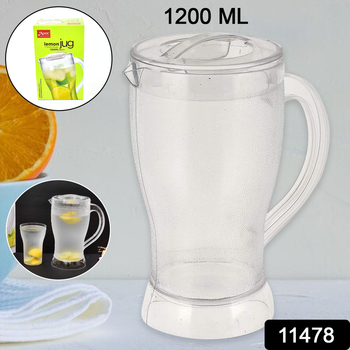Apex Unbreakable Lemon Jug  1200 Ml (Approx  1 Pc)