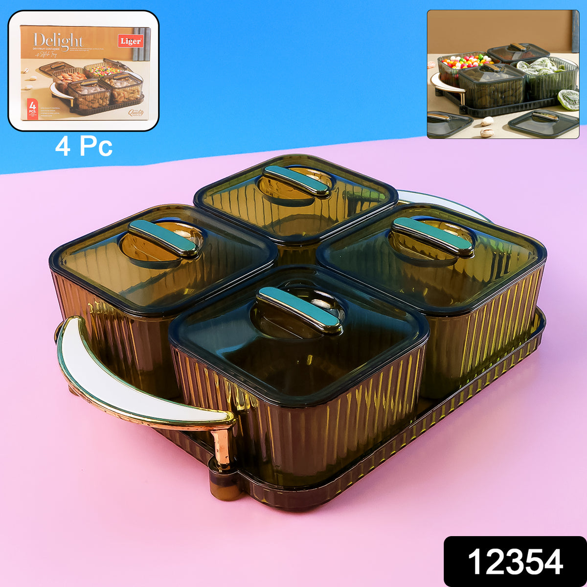 Luxury Delight 4-piece Dryfruit Storage Box (1 Set)